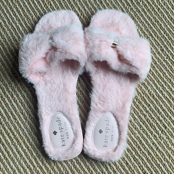 kate spade Shoes - 🆕Kate Spade fluffy pink slippers 8